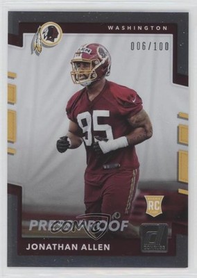 2017 Panini Donruss Rookies Press Proof Silver /100 Jonathan Allen Rookie RC 1k5