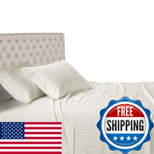 Royal Hotel Bedding Stripe Sheets - 600 Thread Count - 4Pc Bed Sheet Set - 100