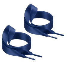 47" Satin Ribbon Flat Shoelaces Wide Silk Sneakers Shoestring, Navy Blue
