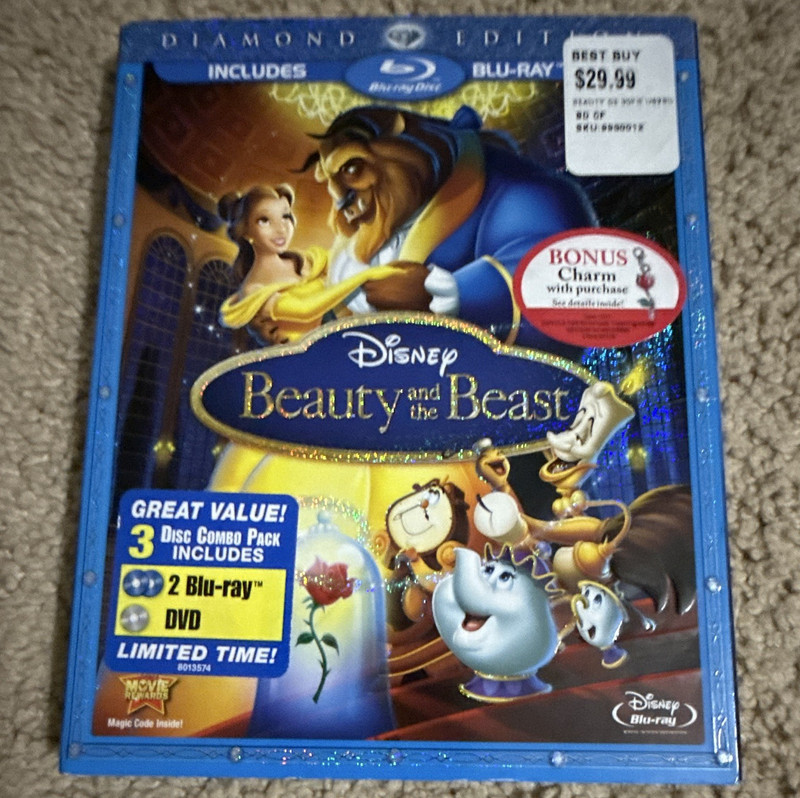 Walt Disney Beauty and the Beast Diamond Edition Blu-ray+DVD 3-Disc Combo G