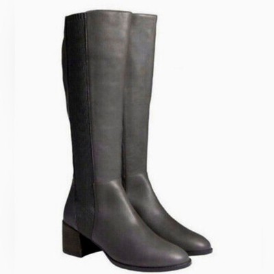 Eileen Fisher Graphite Grey Leather Destry Knee Boots, Size 5, NWOT