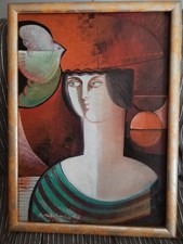 VITTORIO MARIA DI CARLO OLIO SU TELA 50x70 del 1982 CON AUTENTICA SUL RETRO