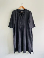 Toast Japanese Workwear Styled Grey Woolen Blend Smock Dress With Pockets Uk 10