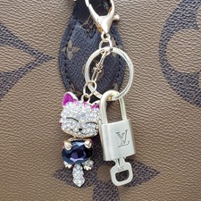 Authentic Louis Vuitton Lock  Key with Unbranded Cat Charm, Keychain