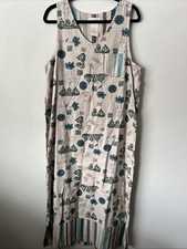 Vtg Erika Maxi Dress Linen Blend Garden Print Cottagecore Grandmacore 90s