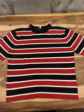 Tommy Hilfiger Striped Knit Sweater Red Black White XL Crewneck