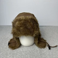 Woolrich Hat Cap Trapper Brown Faux Fur Cotton Outdoor Ear Flaps Hunt Outdoors S