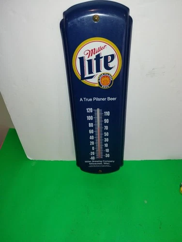 Vintage 2000 Miller Lite Beer Advertising Thermometer 17" x 5" Sign Metal