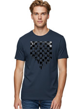 Black-Checkered-Pattern Mens Graphic Tee, 100 Cotton, Casual Summer Wear