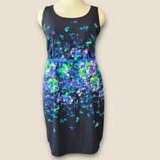 Lane Bryant Floral Sheath Dress Casual Plus Size 22 Multicolor Belted Sleeveless