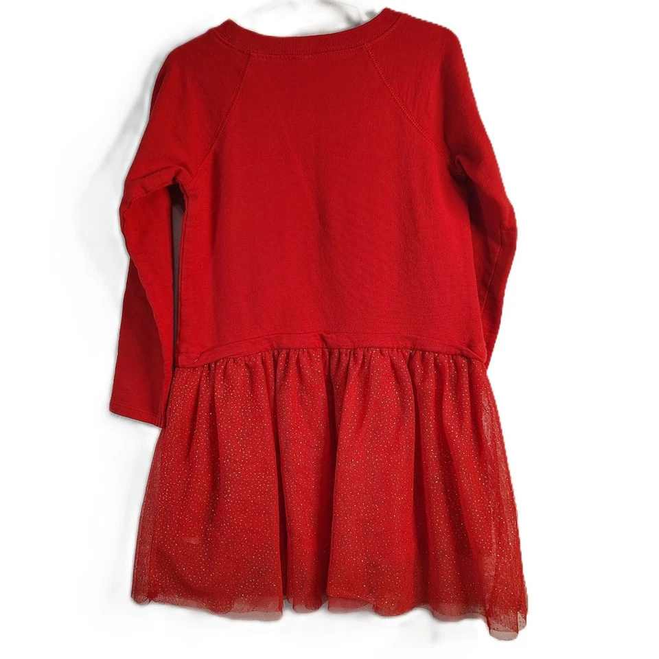 Vestido CARTER'S Rojo Lazo Algodón Vacaciones Manga Larga Tul Falda Niñas 6/6X  Foto 4 de 4