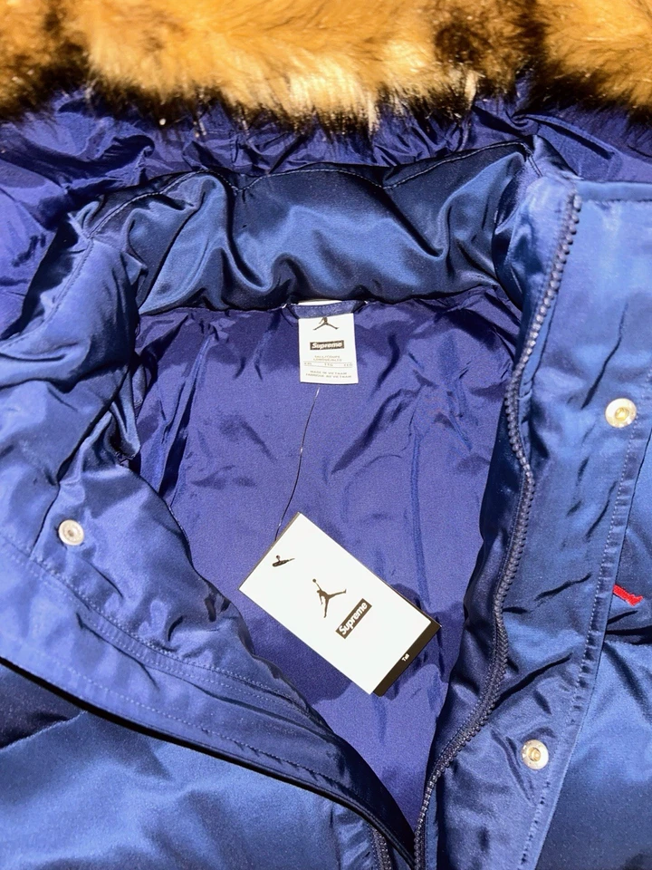 Jordan X Supreme FW24 Puffer Jacket Heavyweight Blue Red HF0828-410 Men 2XL TALL - Image 4 of 4