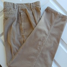 Lands' End Tan Corduroy Pants 10 reg pleated high rise trousers tapered cotton