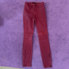 J BRAND Mid Rise Stretch Lamb Leather Skinny Ankle Zip sz. 24