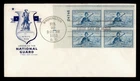 DR WHO 1953 FDC NATIONAL GUARD PLATE BLOCK FARNAM CACHET M78234