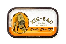 Zig-Zag Small Metal Rolling Tray - Classic Design, 10.75" x 6.5"