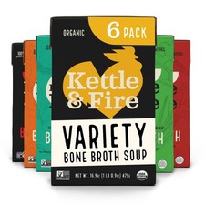 Bone Broth Variety Pack by Kettle and Fire, Pack of 6, Beef, Chicken, Chipotl...