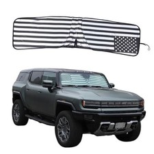 Windshield Sun Shade Compatible with Hummer EV Accessories Black and silver