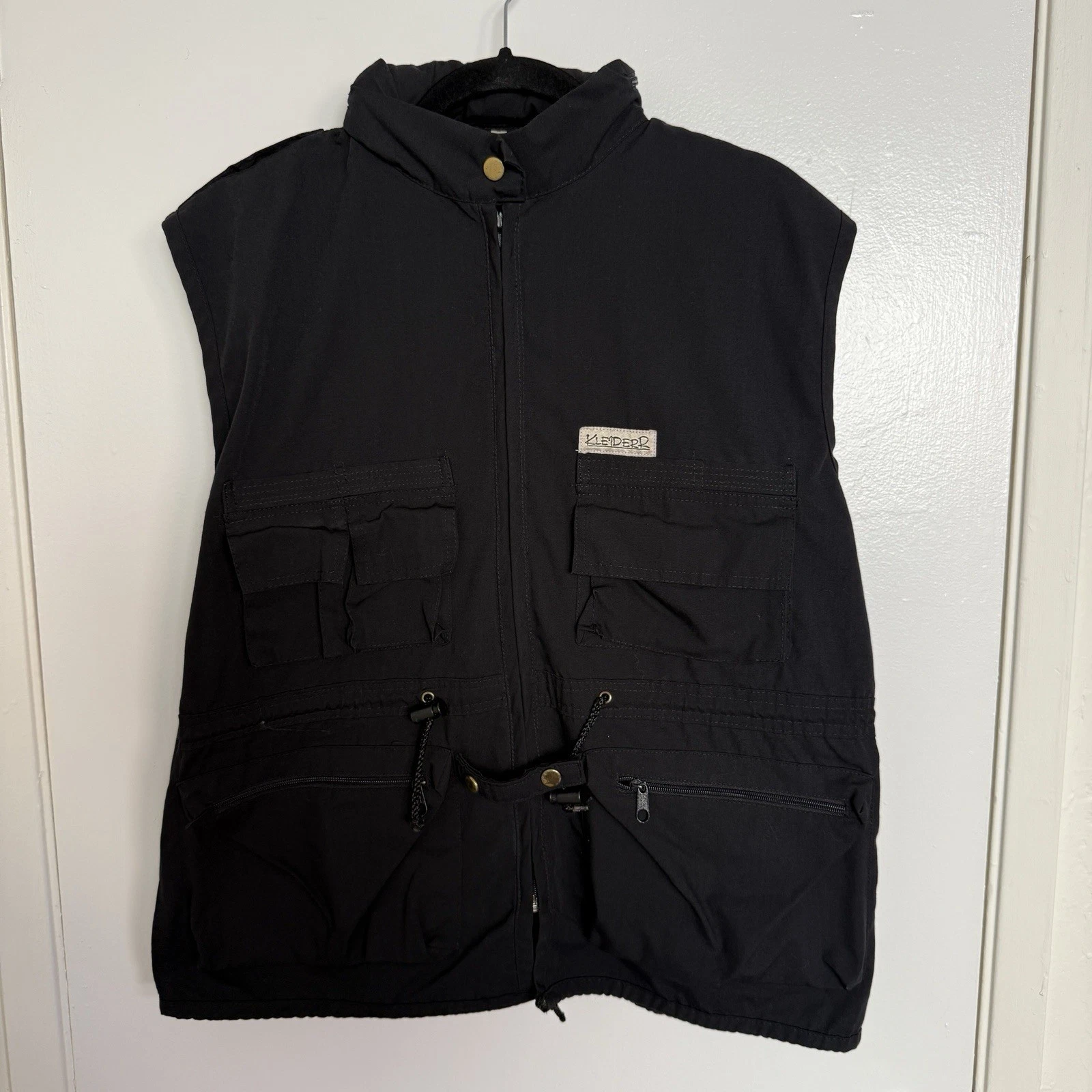 Kleiderr Men’s Fishing Vest Black Large with Pockets and Removable Hood