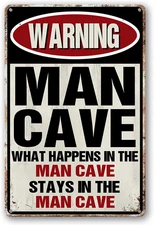 Metal Decorative Signage, 12 X 8 Inches, Funny Man Cave Sign, Bar Beer Wall Deco
