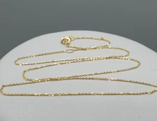 Sparkly 9ct Yellow Gold Trace Chain 0.8mm Diamond Cut Extendable Length Necklace