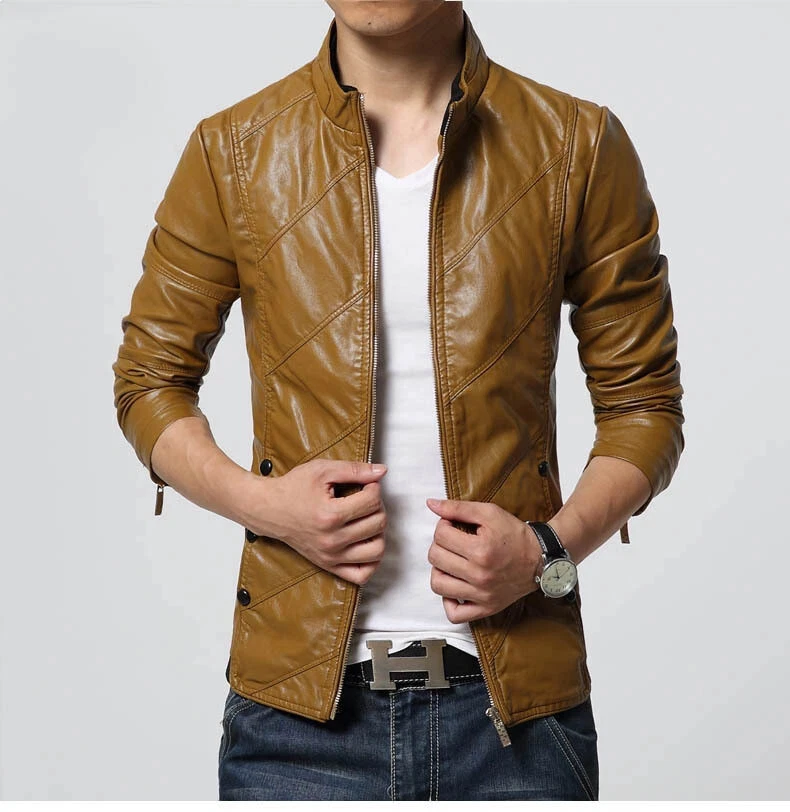 Mens Coats Winter Casual Slim Fit Leather Jacket Warm Casual Overcoat Outwear