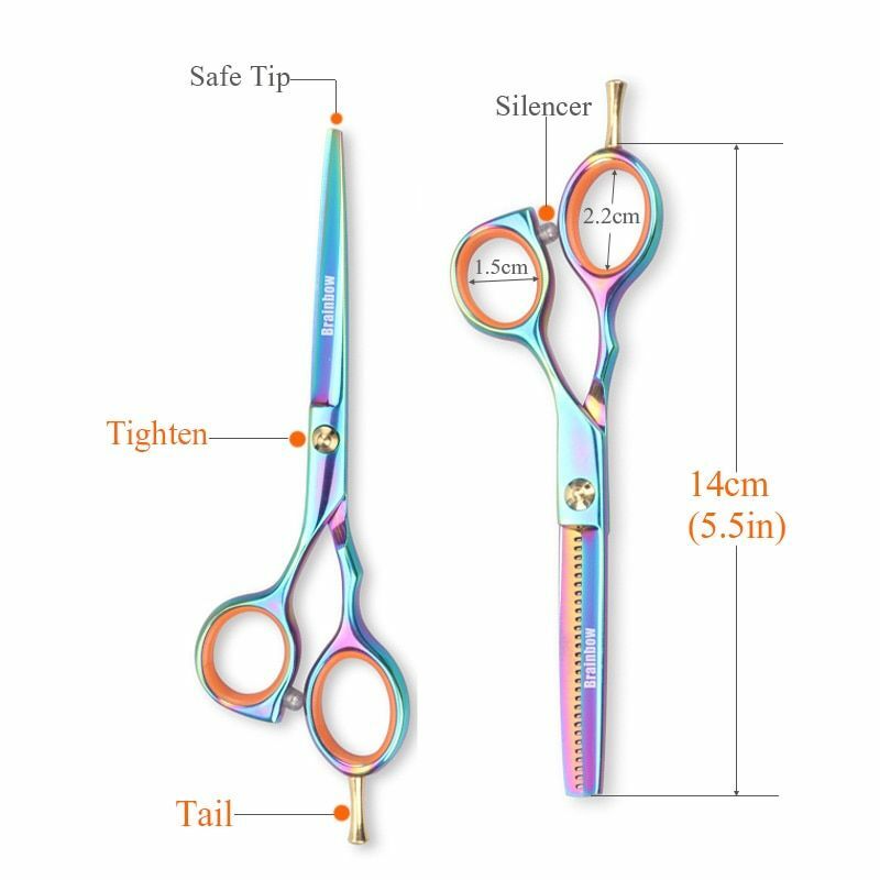 Set 2 Brainbow Professional Hair Cutting Thinning Scissors Razor