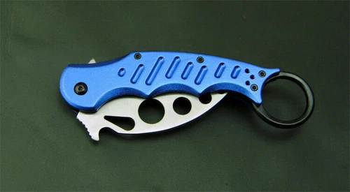 Aluminum Handle Trainer Training Knife Folding Saber New Karambit Metal Blade - Picture 8 of 21