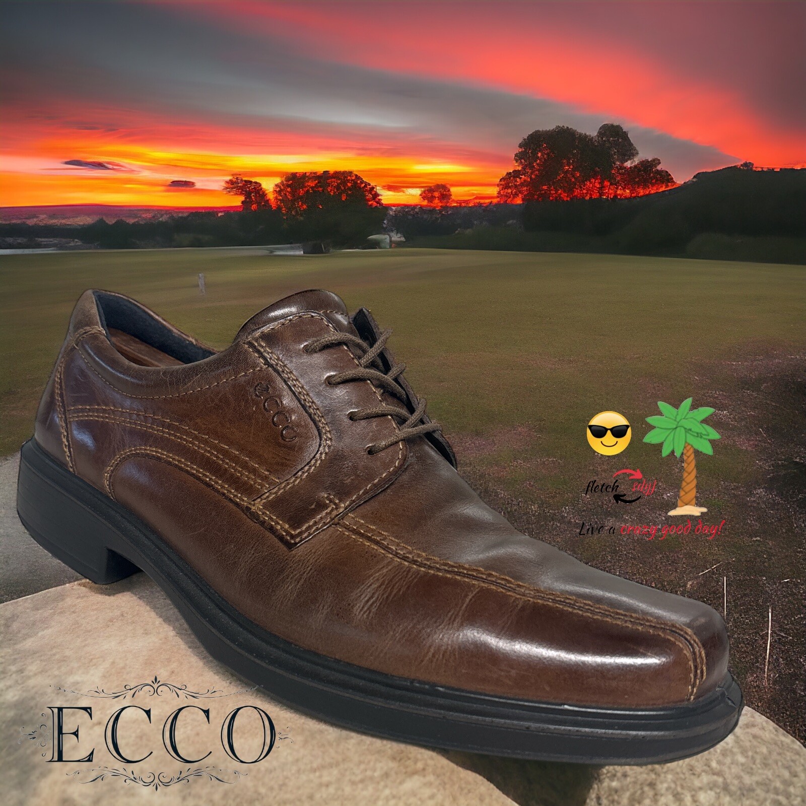SAOLA Scarpe eleganti derby ECCO uomo Helsinki pelle marrone punta bici euro taglia 43 US 9 9 5