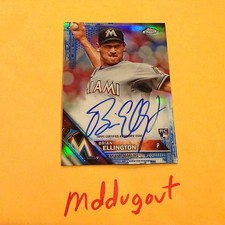 BRIAN ELLINGTON Marlins RC AUTO Blue Refractor 079/150 MADE 2016 topps chrome