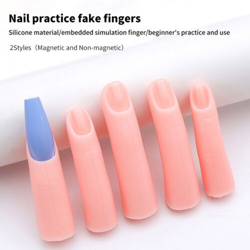 5PCS Model Fake Display Hand Nail Art Practice Finger For Training Manicure - Afbeelding 1 van 10