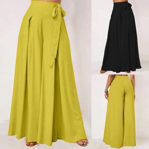 ZANZEA Women High Waist Flare Wide Leg 