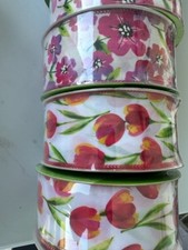 New 50 yards flower floral PRINT WIRE EDGE RIBBON 2.5" Width Listing for 1 roll