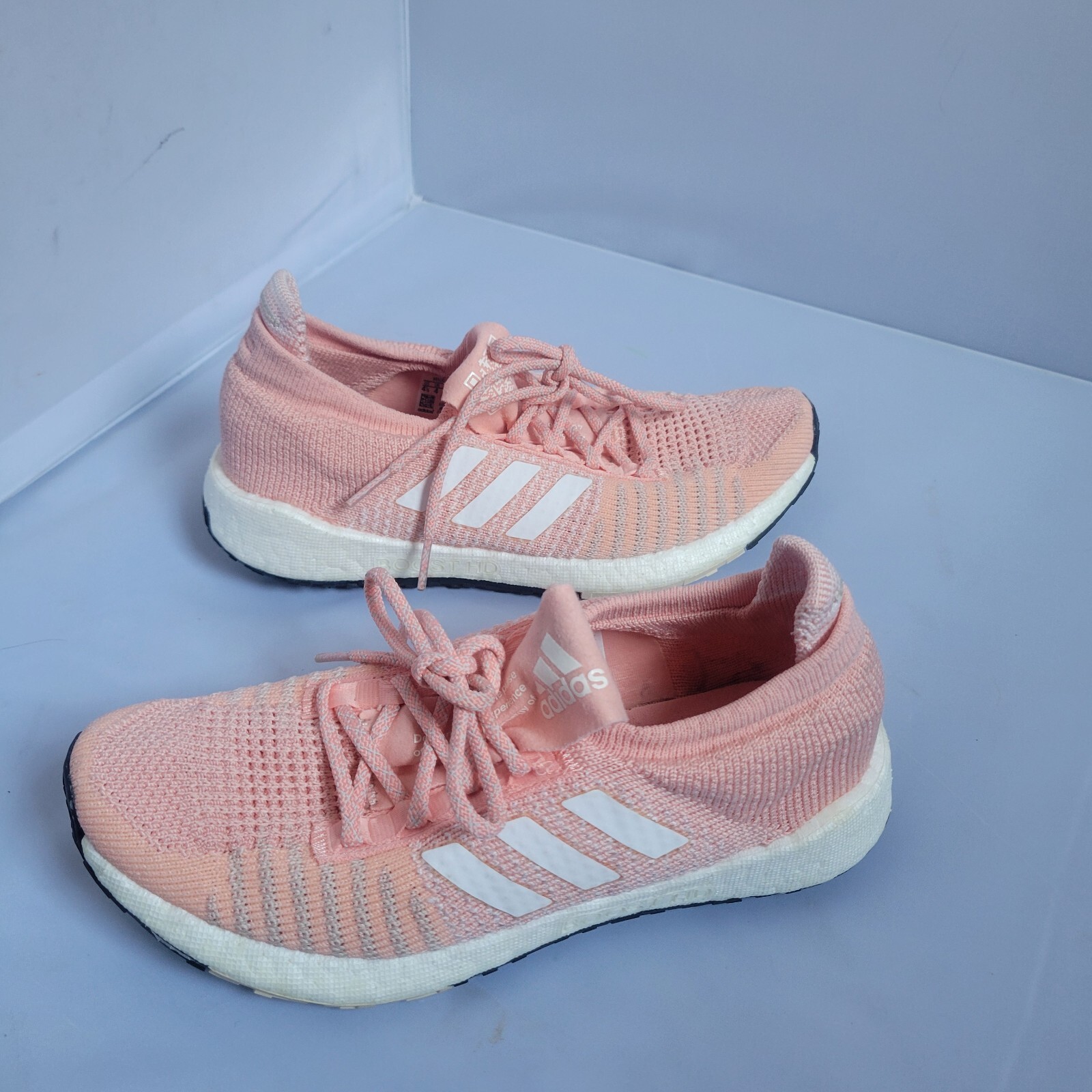 Adidas Pulseboost HD Kids Running Shoes in Pink White Grey Size 4.5