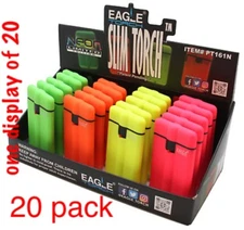 Eagle  Flame Slim Torch Lighters 20 Bulk Pack Windproof w/Money Clip 