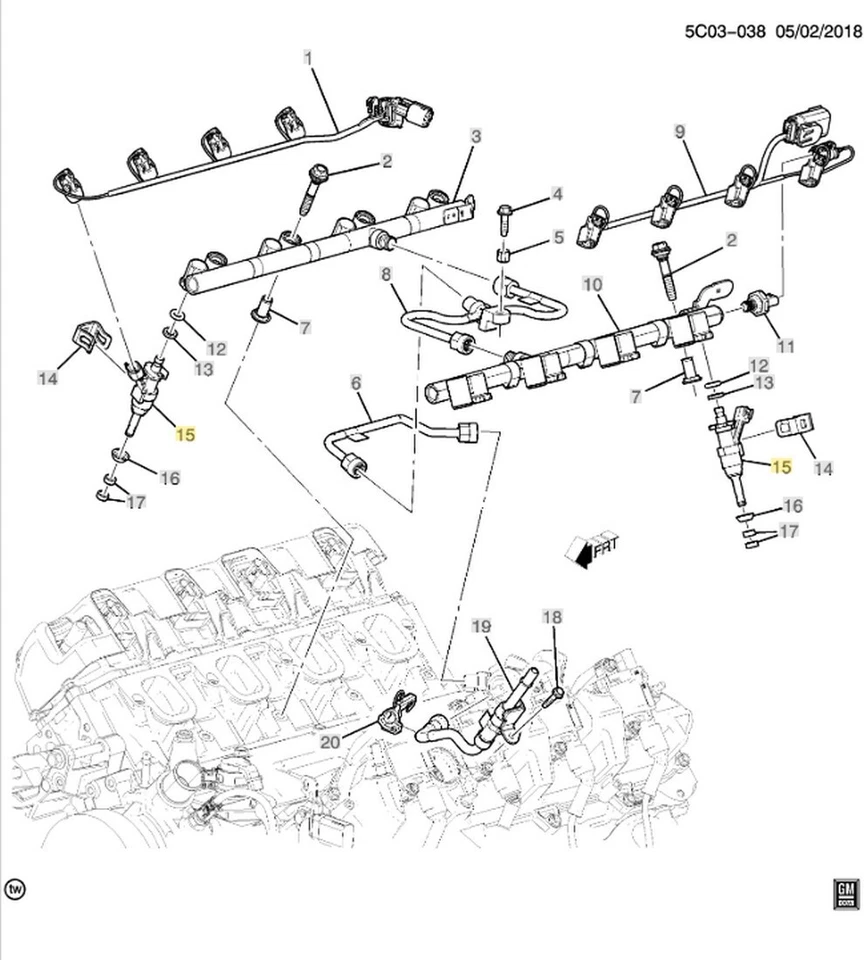 Multiport Fuel Rail with Injector Harness 5.3L, 6.2L 2021 Cadillac Chevrolet GMC - Image 2 of 4