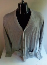 EXPRESS Men's V-Neck Button Front Cardigan Sweater-Gray- 100 Cotton-SZ XL