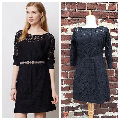 Anthropologie sz XS Souvenir Edition Staci Woo Black Lace Overlay Adara Dress