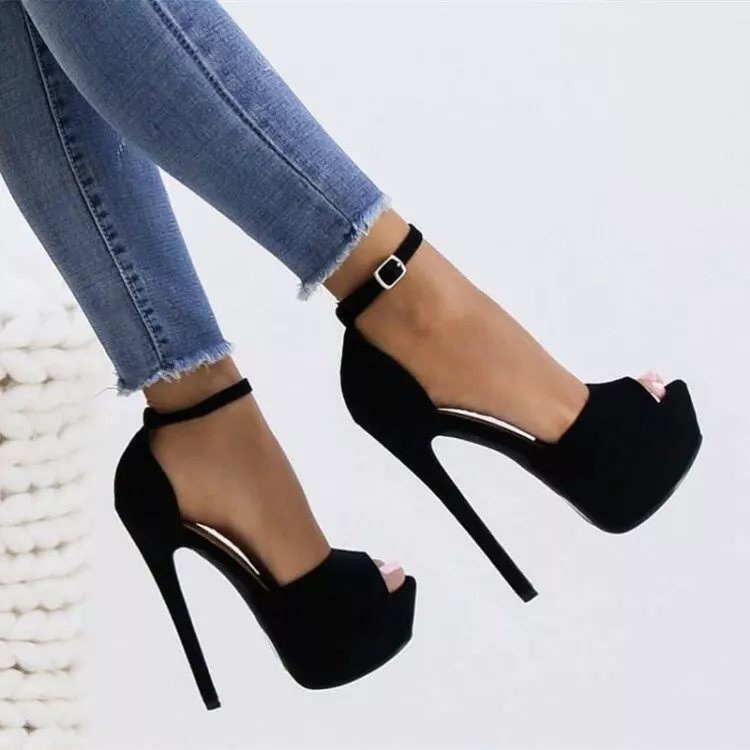 Ladies Stiletto High Heels Platform Ankel Buckle Strap Sandals Peep Toe Shoes