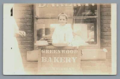 Boy on Bread Bakery Box GREENWOOD South Carolina RPPC Cute Antique Photo 1910s