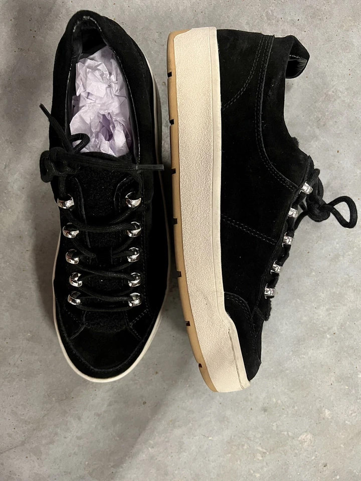 Mujer Lujo MARC FISHER Mally Cuero Genuino Gamuza Zapatilla Negra Talla 9 Foto 4 de 4