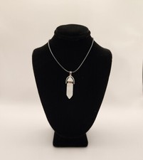 Quartz Healing Stone with black cord necklace Pristine White