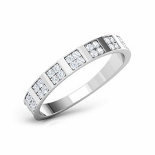 2Ct Round Cut Simulated Diamond Four Square Tiled Band 14K White Gold Plated