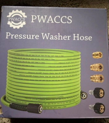 #ad New PWACCS Pressure Washer Hose 50 FT x 1 4quot; W Adapters $29.99