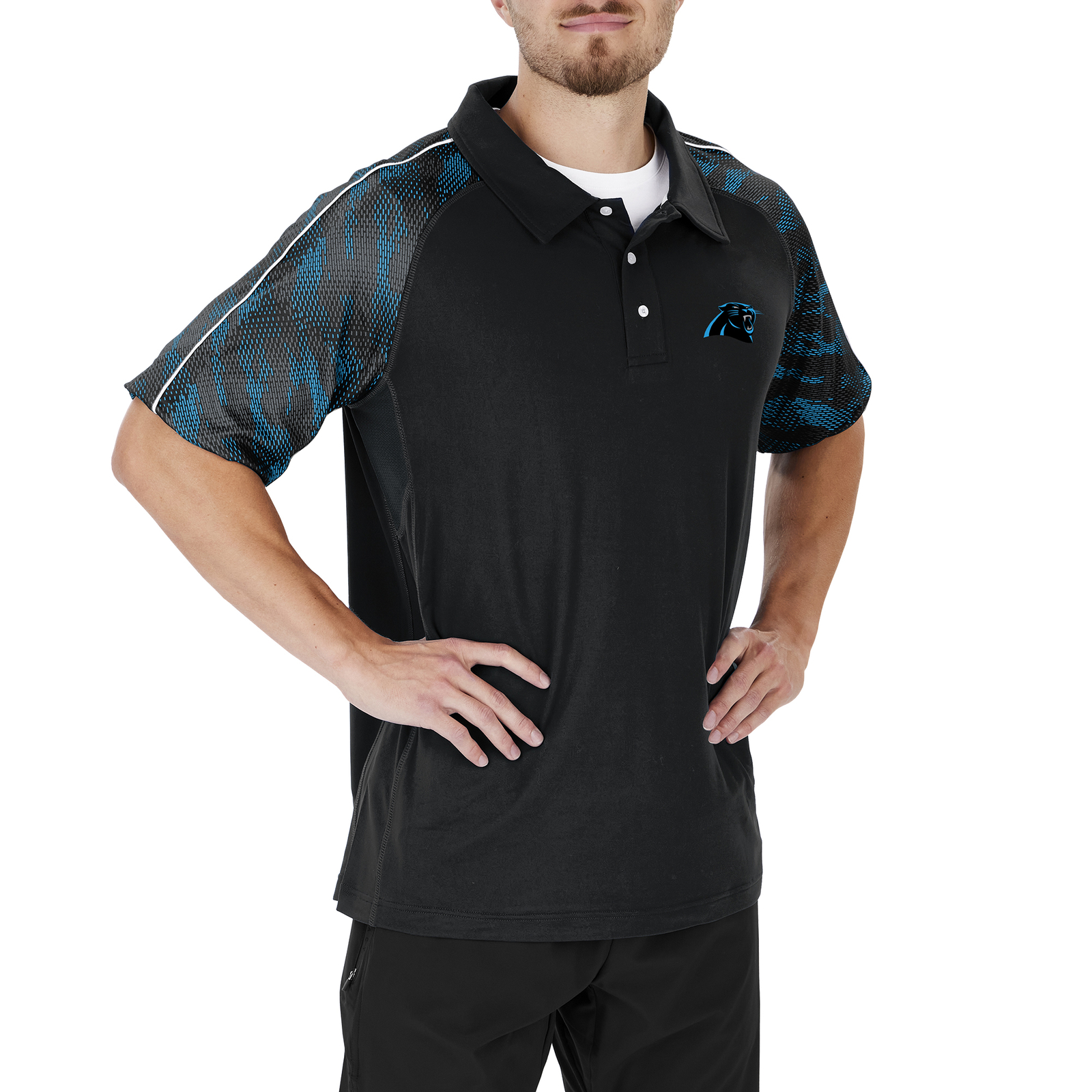 Мужское поло Zubaz NFL Carolina Panthers Elevated Field Polo с принтом Viper
