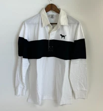 Victoria's Secret PINK  Cotton Long Sleeve Half Button Shirt  White Blue  M  NWT