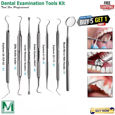 Dentist Students Exam Kits Calculus Tooth Scraper Cleaning Examination Kit 7Pcs