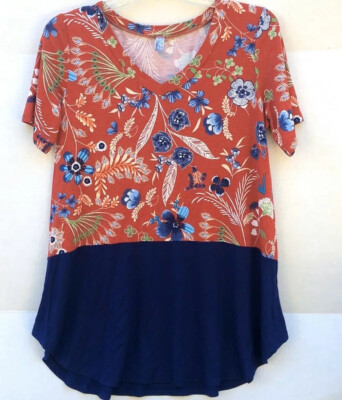 Freeloader Womens Loose Fit Size Small Floral Short Sleeve Swing Top Blouse
