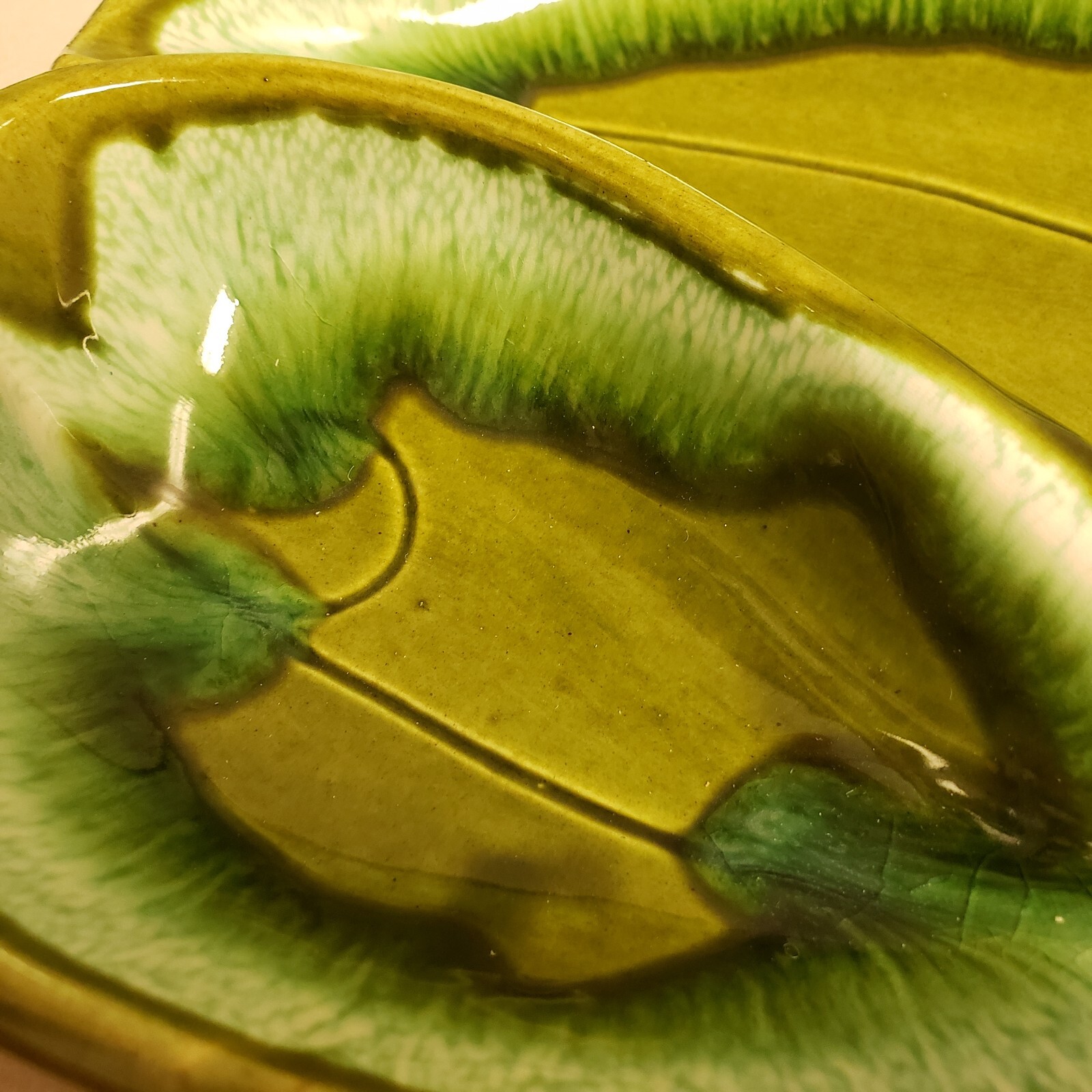 Vintage 60s Platter Santa Anita Ware Avocado Green Glaze Ceramic Dish Retro 14"