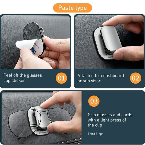 Baseus Car Glasses Case Auto Sun Visor Clip Card Ticket Holder Accessories - Picture 4 of 14